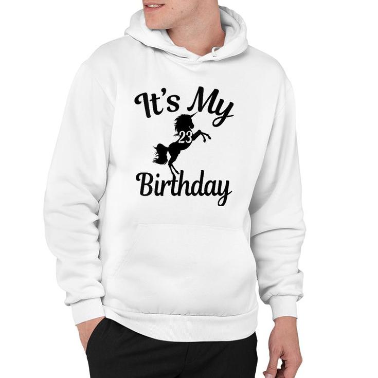 Womens Its My 23Rd Birthday Unicorns 23 Years Old B-Day Gifts V-Neck Hoodie