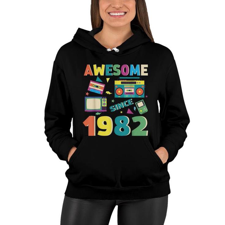 Awesome Since 1982 Vintage 1982 40Th Birthday 40 Years Old  Women Hoodie