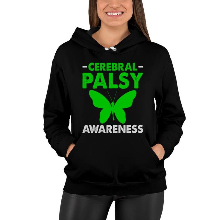 Cerebral Palsy Awareness Palsy Related Green Ribbon Butterfly Women Hoodie