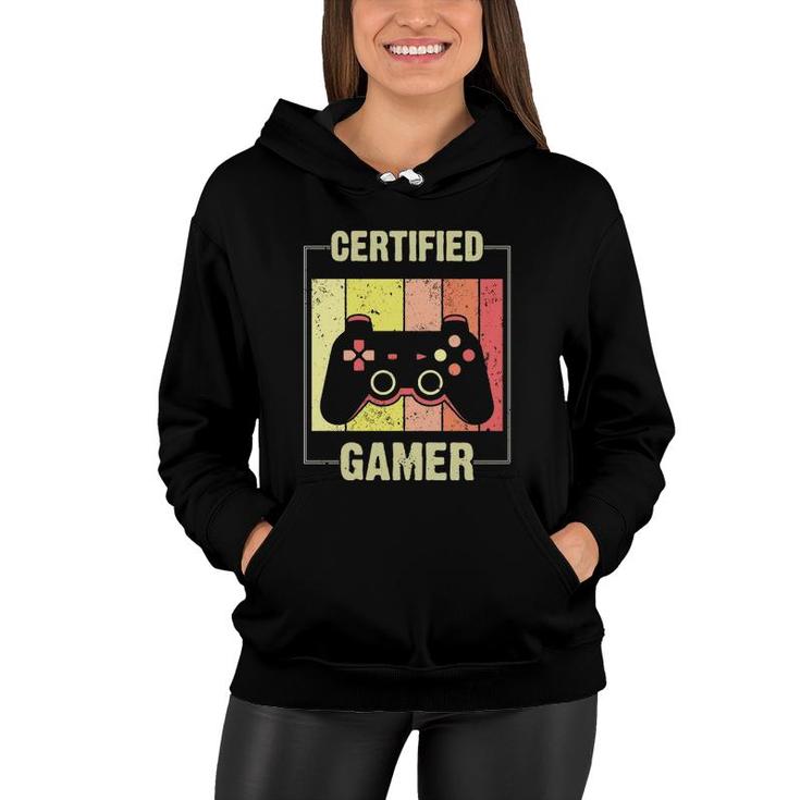 Certified Gamer Retro Funny Video Games Gaming Boys Girls  Women Hoodie