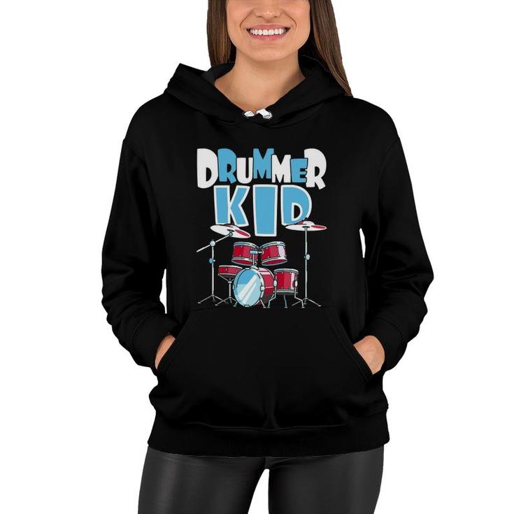 Drummer Kid Funny Percussionist Drums Musician Women Hoodie