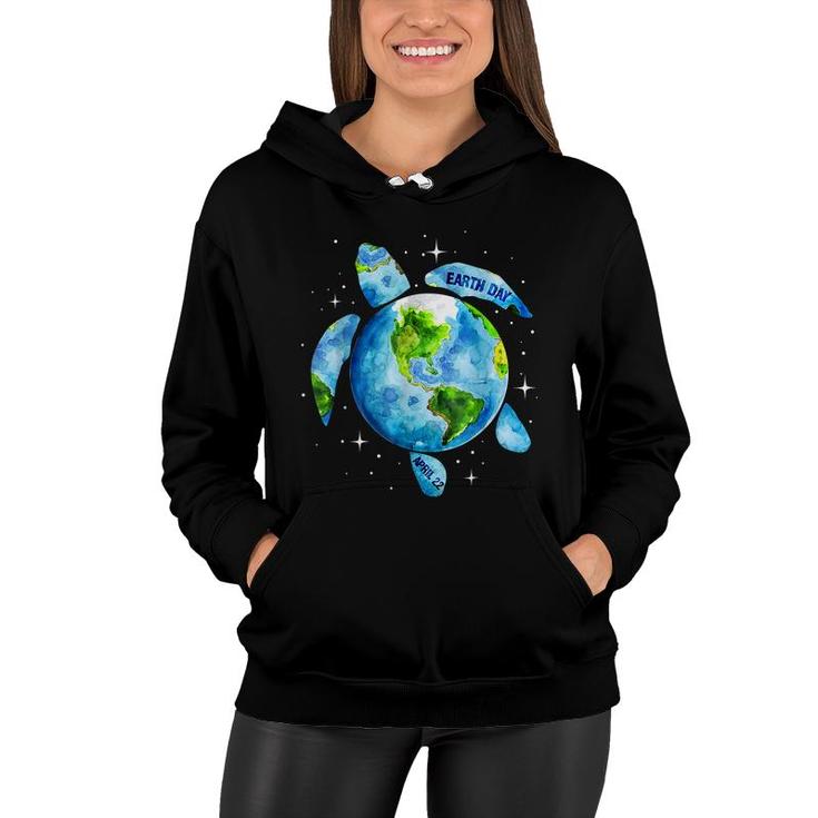 Earth Day 2022 Restore Earth Sea Turtle Art Save The Planet  Women Hoodie