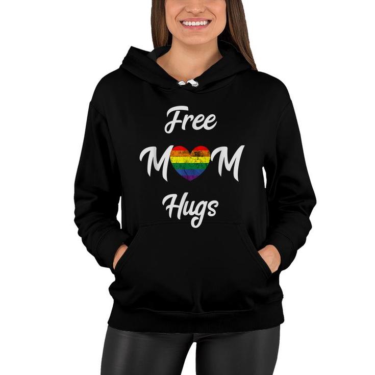 Free Mom Hugs Gay Pride Mother Lgbt Rainbow Heart Gender  Women Hoodie