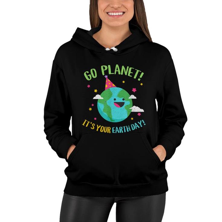 Happy Earth Day Go Planet Funny Science Teacher Recycle  Women Hoodie