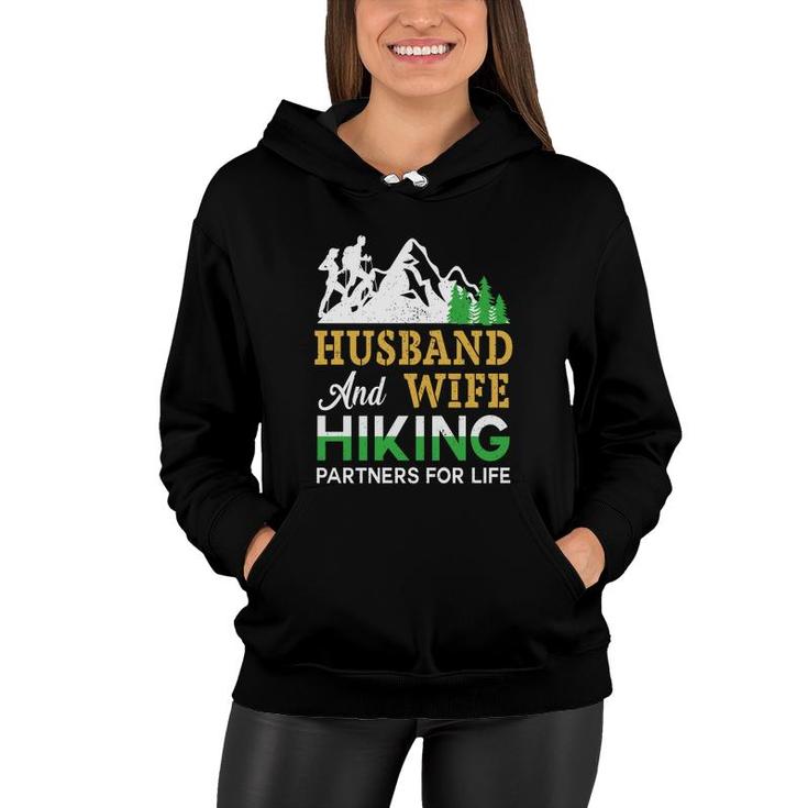 Husband Wife Hiking Partners For Life Explore Travel Lover Women Hoodie