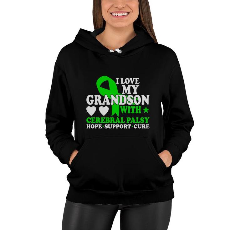 I Love My Grandson With Fight Cerebral Palsy Awareness Women Hoodie