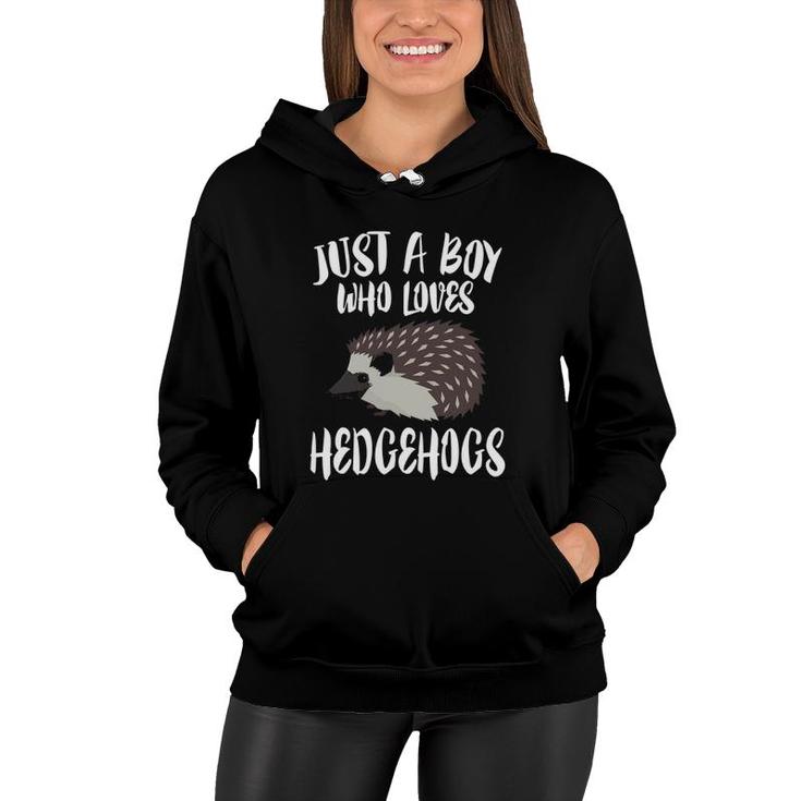 Just A Boy Who Loves Hedgehogs Owner Lover Gift Women Hoodie