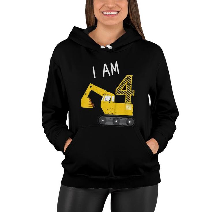 Kids Gift For Boys Construction Party Excavator 4Th Birthday Women Hoodie