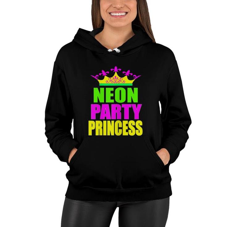 Neon Party Princess Girls Birthday Party Women Hoodie