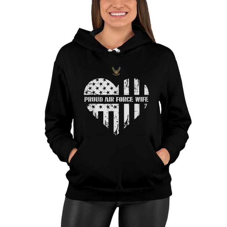 Proud Air Force Wife Pride Military Family Heart Gift  Women Hoodie