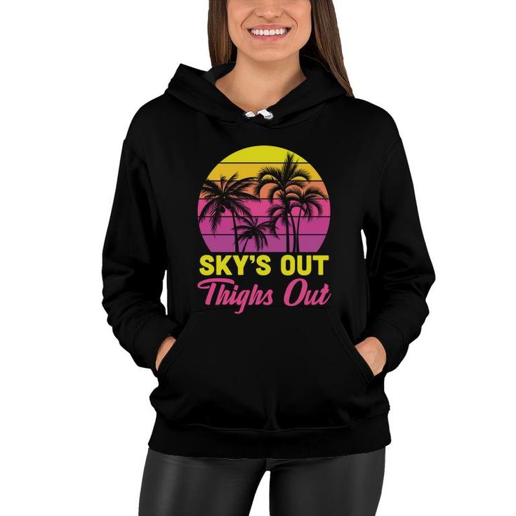Vintage Retro Sunset 80S 90S Skys Out Thights Out Women Hoodie