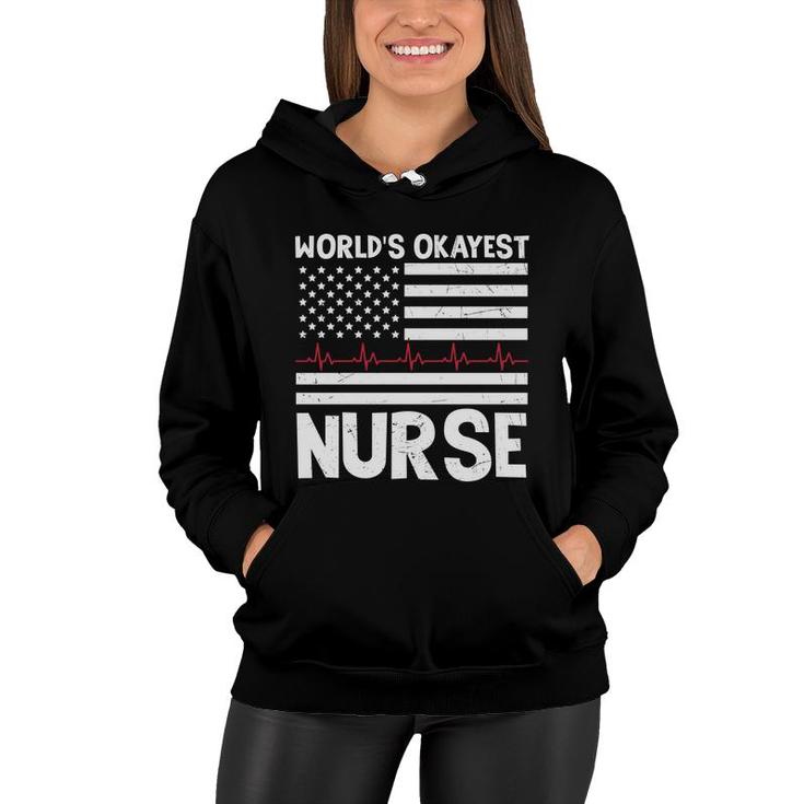 Worlds Okayest Nurse Heartbeat White Graphic New 2022 Women Hoodie