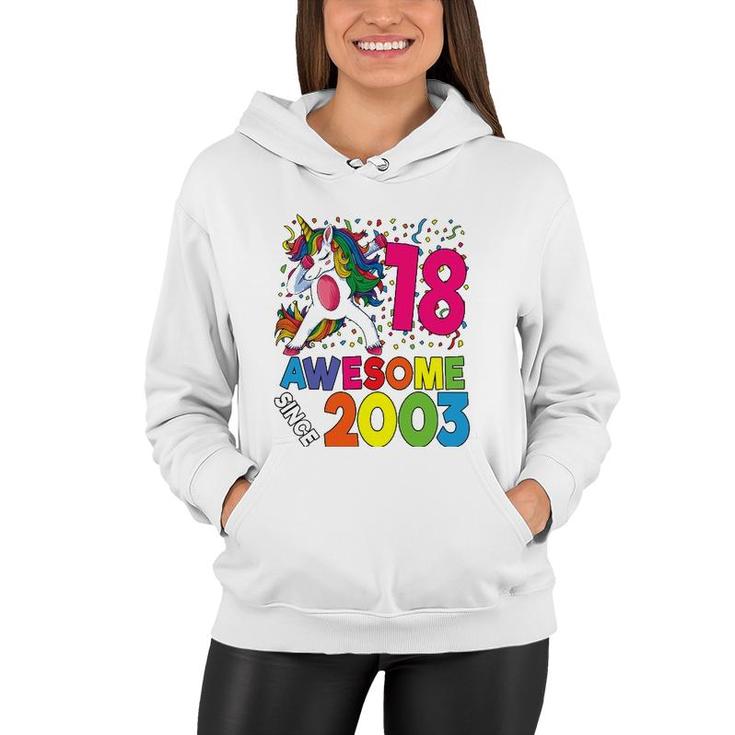 18Th Birthday Dabbing Unicorn Party Gift 18 Years Old Girl Women Hoodie