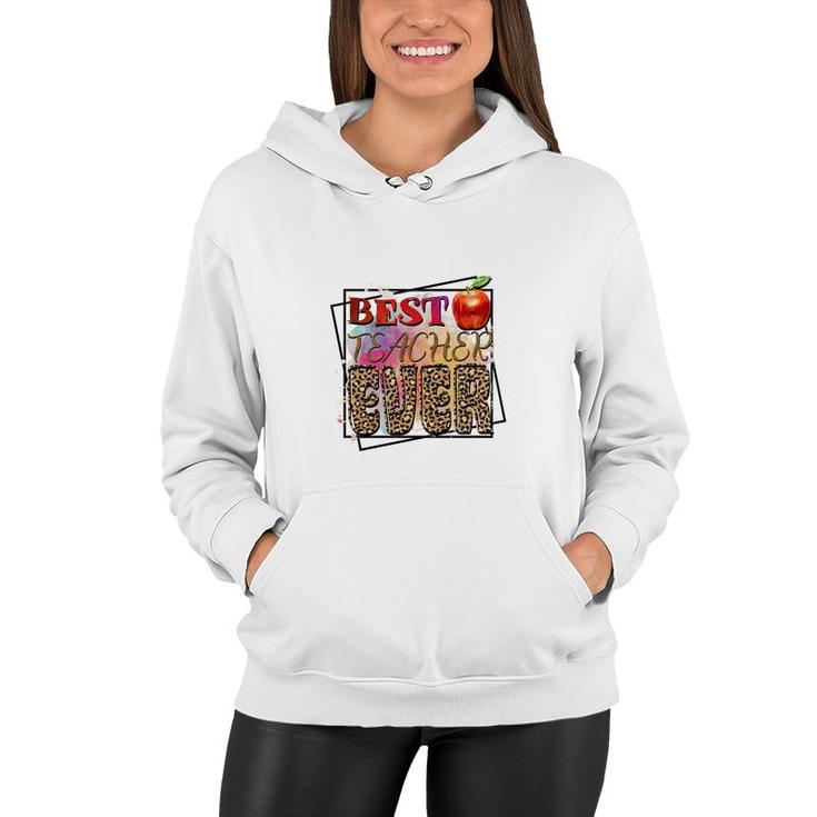 Best Teach Ever Great Leopard Apple Teacher Women Hoodie