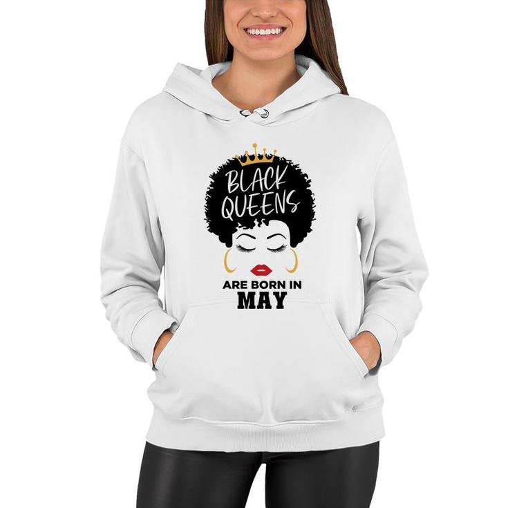 Black Queens Are Born In May Birthday Curly Hair Girl Women Hoodie