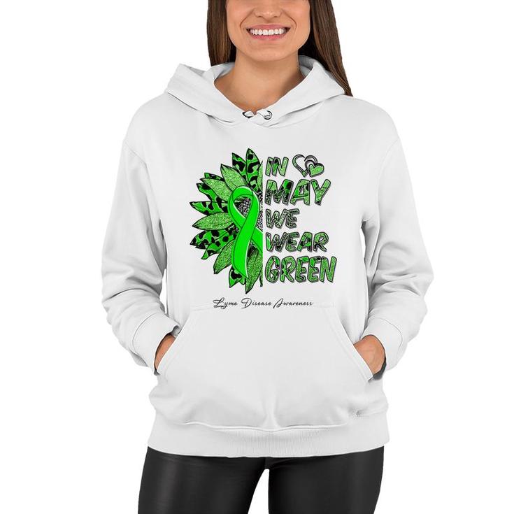 Leopard Daisy In May We Wear Green Lyme Disease Awareness  Women Hoodie