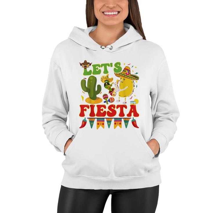 Lets Fiesta Avocado And Tacos Cinco De Mayo Mexican  Women Hoodie