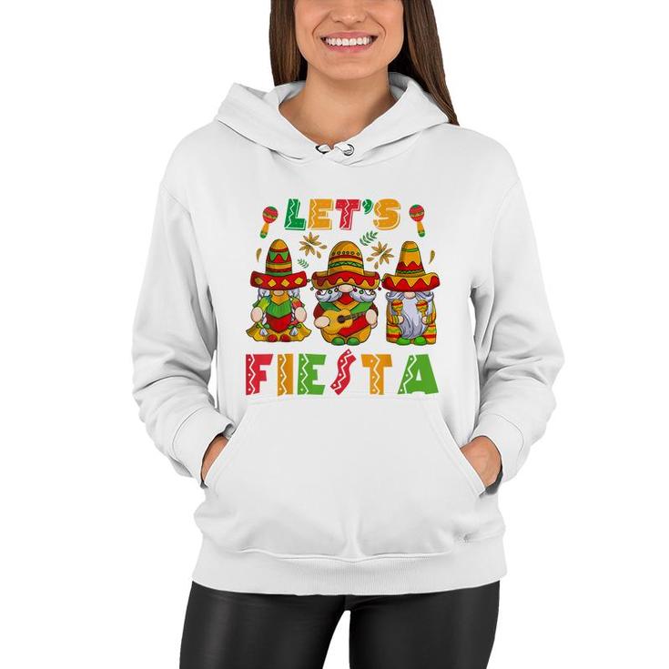 Lets Fiesta Cinco De Mayo Latin Gnomes Mexican Party Poncho  Women Hoodie