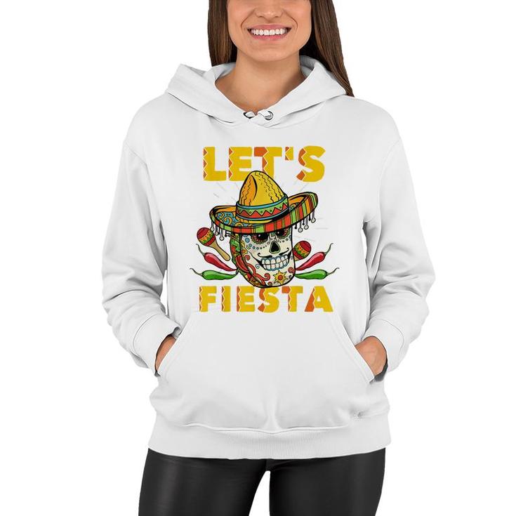 Lets Fiesta Cinco De Mayo Mexican Theme Party Guitar Lover  Women Hoodie