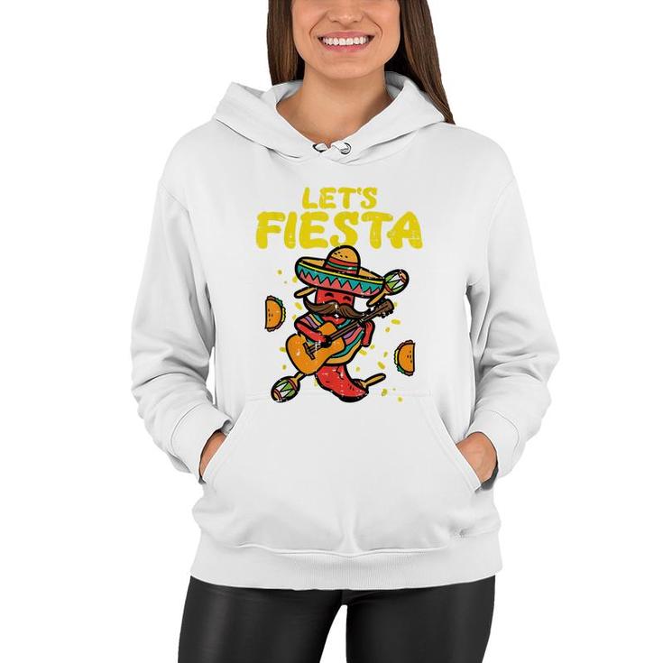 Lets Fiesta Jalapeno Funny Cinco De Mayo Mexican Party  Women Hoodie