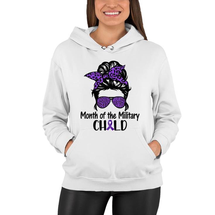 Month Of The Military Kids Child Messybun Leopard Sunglasses  Women Hoodie