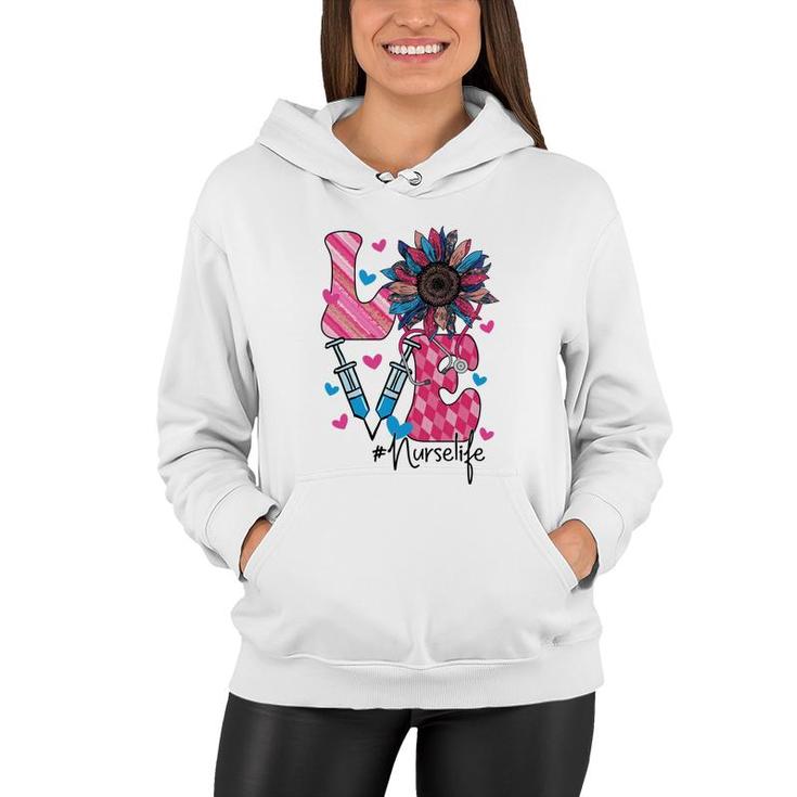 Sunflower Nurse Life Love Heart Job Title New 2022 Women Hoodie