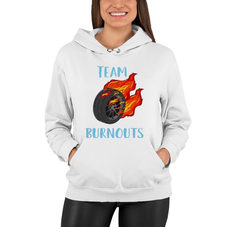 Team Burnouts Gender Reveal Party Idea For Baby Boy Reveal Women Hoodie