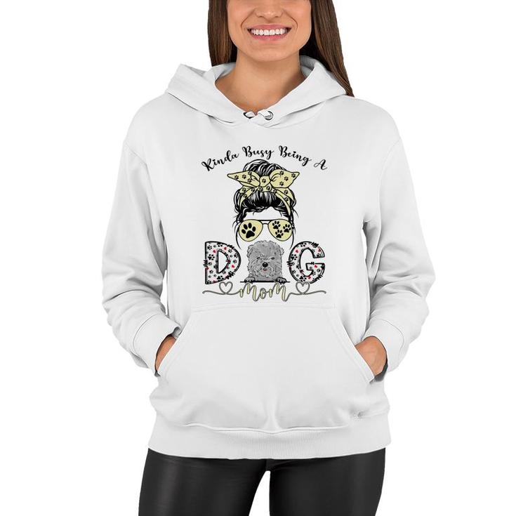 Womens Kinda Busy Being A Best Dog Mom Ever Bolognese Dogs Messy Women Hoodie