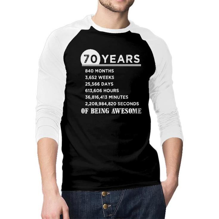 70Th Birthday Shirt 70 Years Old Anniversary Impression 2022 Gift	 Raglan Baseball Shirt