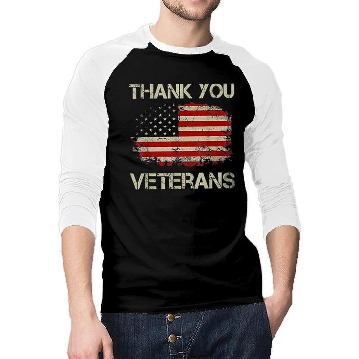 American Flag Thank You Veterans Proud 2022 Gift Raglan Baseball Shirt