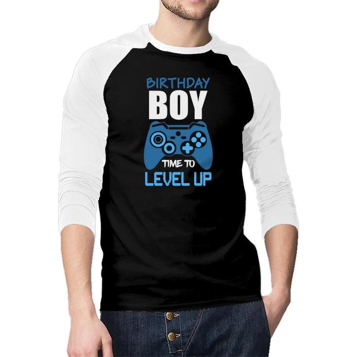 Birthday Boy Matching Video Gamer Time To Level Up Good Raglan Baseball Shirt