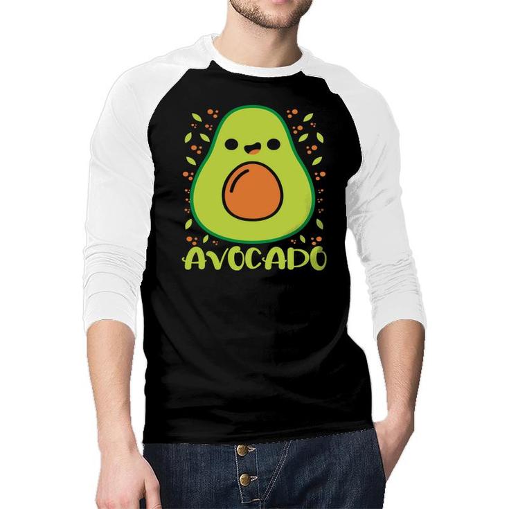 Funny Avocado Happy Avocado Green Color Raglan Baseball Shirt