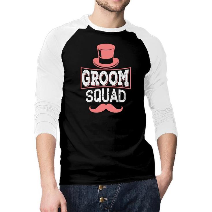 Funny Groom Squad Pink Beard Groom Bachelor Party Raglan Baseball Shirt