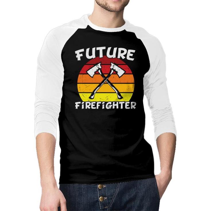 Future Firefighter Vintage Circle Retro Color Raglan Baseball Shirt
