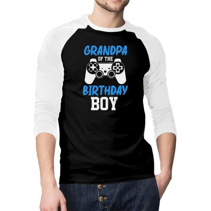 Grandpa Of The Birthday Boy Matching Video Gamer Blue Great Raglan Baseball Shirt