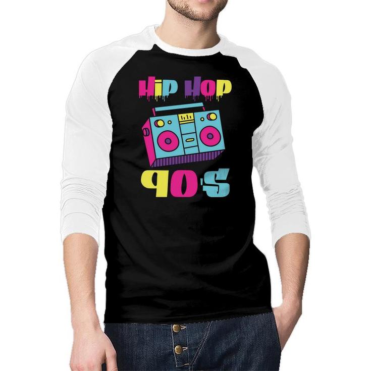 Hip Hop Boombox The 90S Mixtape Music Party 80S 90S Style Raglan Baseball Shirt