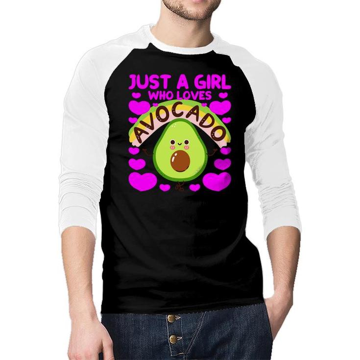 Just A Girl Who Loves Avocado Funny Raglan Baseball Shirt