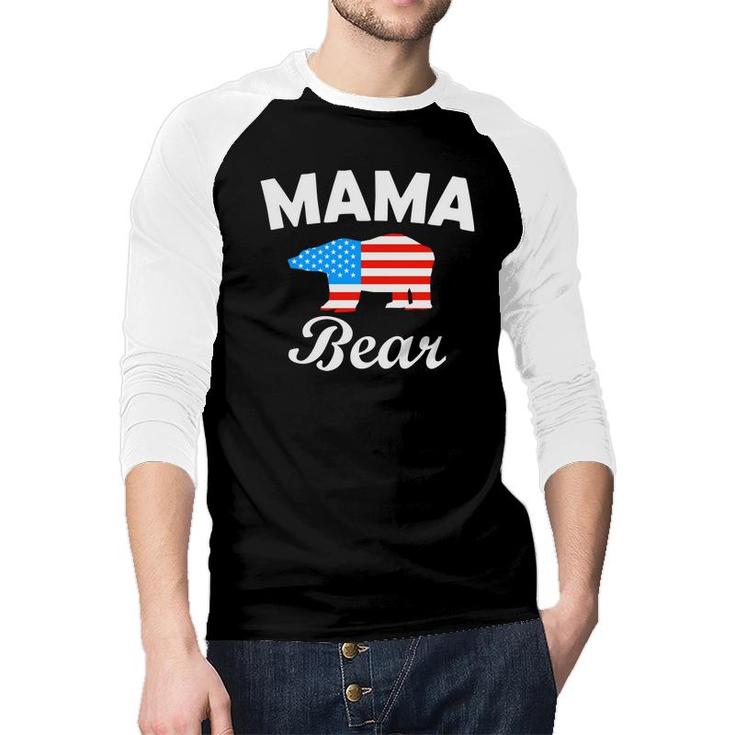 Mama Bear July Independence Day Great 2022 Raglan Baseball Shirt