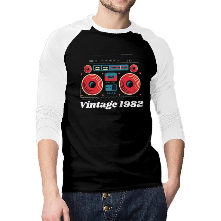 Vintage 1982 Radio Vintage Style Great Gift Raglan Baseball Shirt