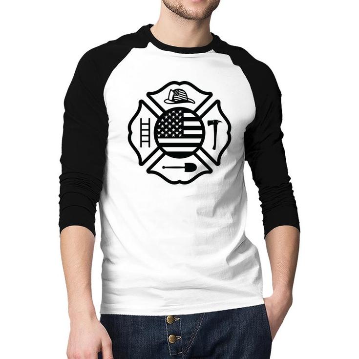 Firefighter Usa Flag Meaningful Gift For Firefighter Raglan Baseball Shirt
