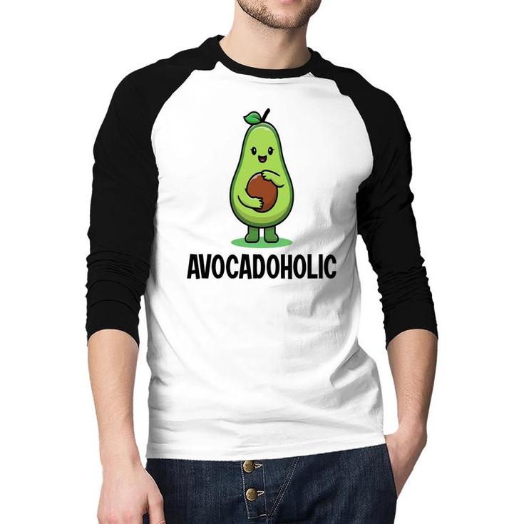 Funny Avocado Avocadoholic Hug A Small Ball  Raglan Baseball Shirt