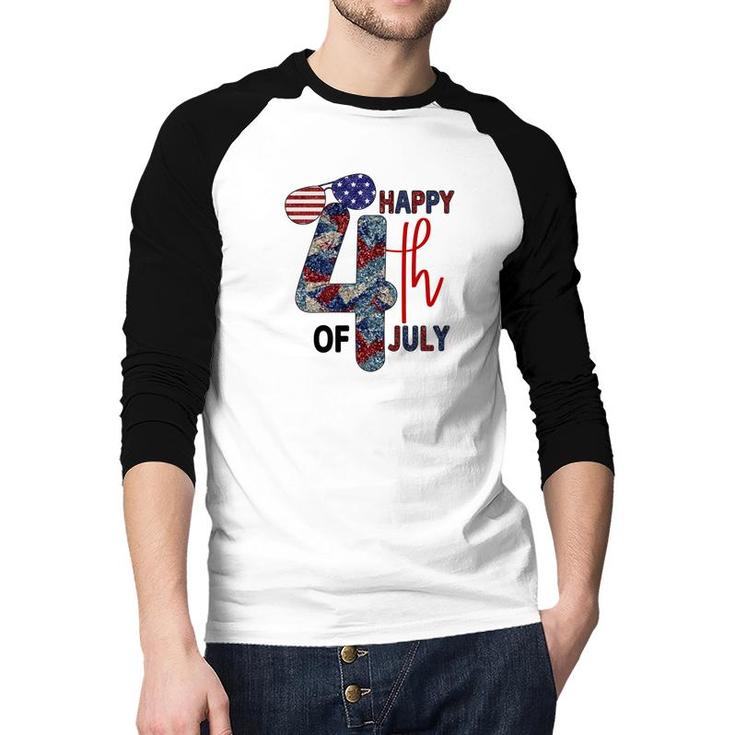 Happy 4Th Of July Vintage Graphic July Independence Day 2022 Raglan Baseball Shirt