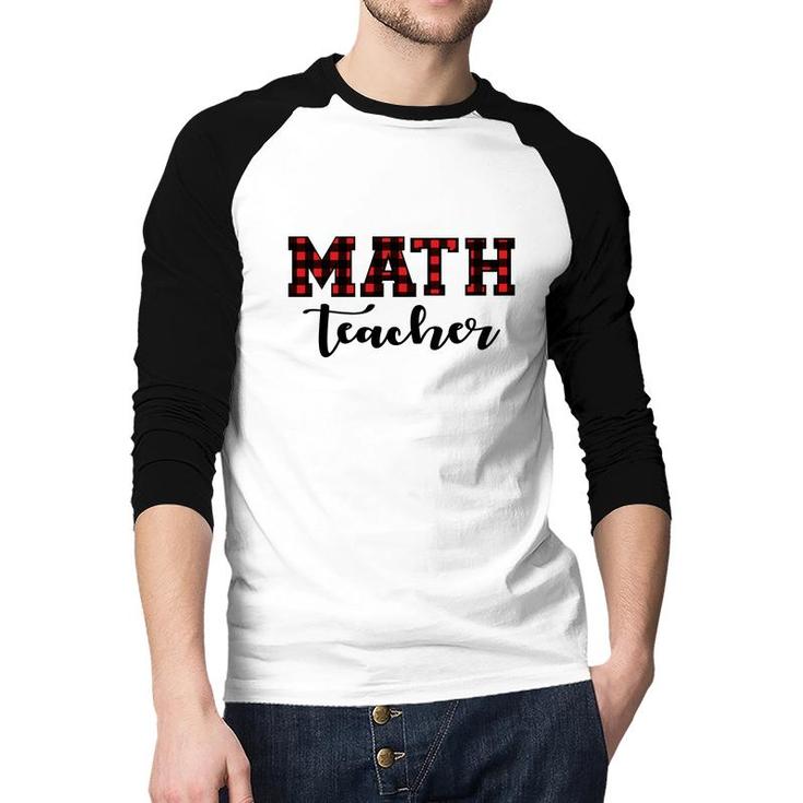 Plaid Math Teacher Cool Awesome Gifts Raglan Baseball Shirt