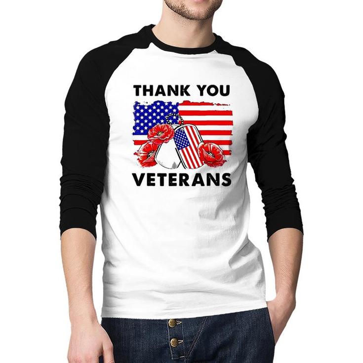 Thank You Veterans Poppy Flower Veteran Day 2022 Trend Raglan Baseball Shirt