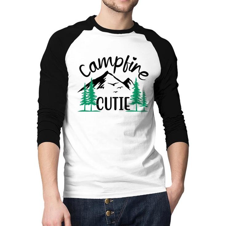 Travel Lover  Has Camp With Campfire Cutie In Their Exploration Raglan Baseball Shirt