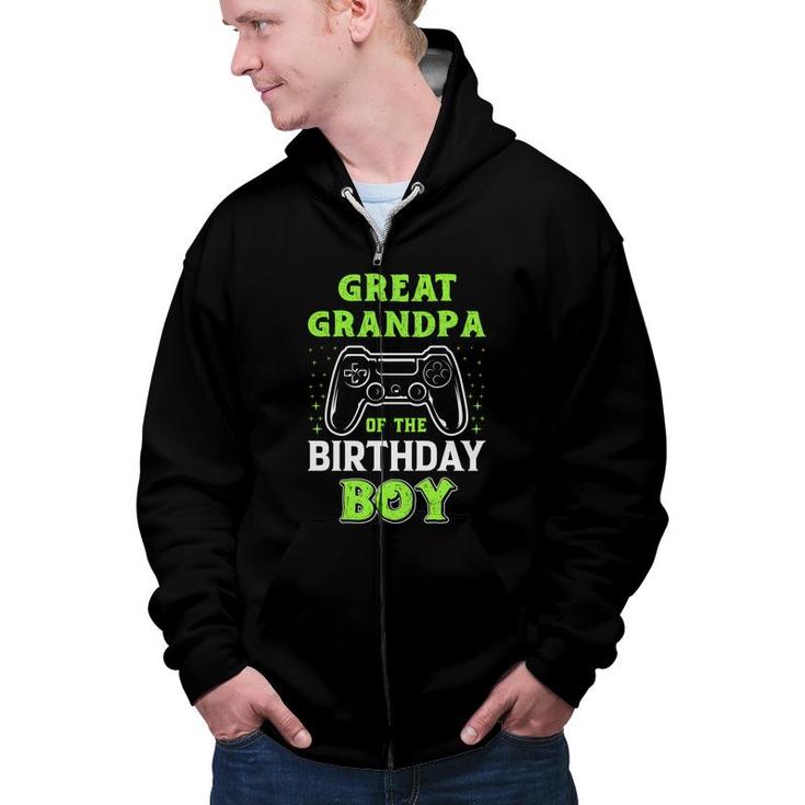 Great Grandpa Of The Birthday Boy Birthday Boy Matching Video Gamer Zip Up Hoodie