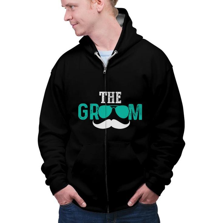 The Groom Bachelor Party White Blue Great Zip Up Hoodie