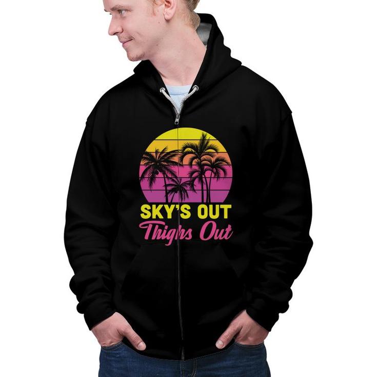 Vintage Retro Sunset 80S 90S Skys Out Thights Out Zip Up Hoodie