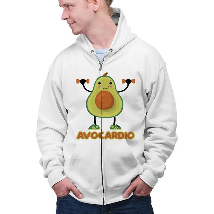 Avocardio Funny Avocado Is Gymming So Hard Zip Up Hoodie