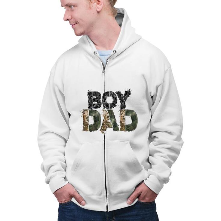 Badass Boy Dad Hero Father Leopard Design Zip Up Hoodie